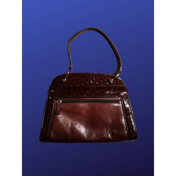 Naturalizer leather/Patent leather ostrich-Embossed large satchel handbag - Picture 2 of 12